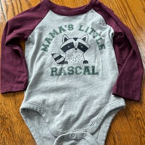 GAP long sleeve tee shirt.  Mama’s Little Rascal graphic. Size 12-18 months
